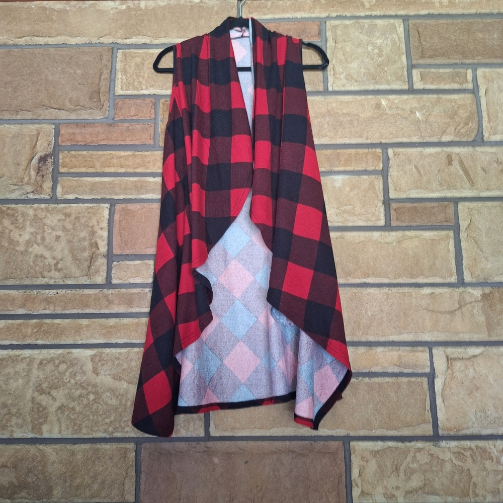 Buffalo Check Sleeveless Cardigan Small NWT - Picture 2 of 8
